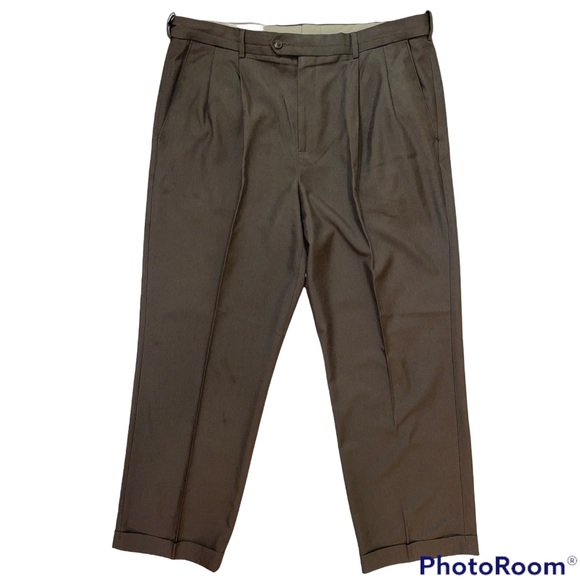 Croft & Barrow Brown Pleat Front Dress Pants 40 X 32 - Picture 2 of 10